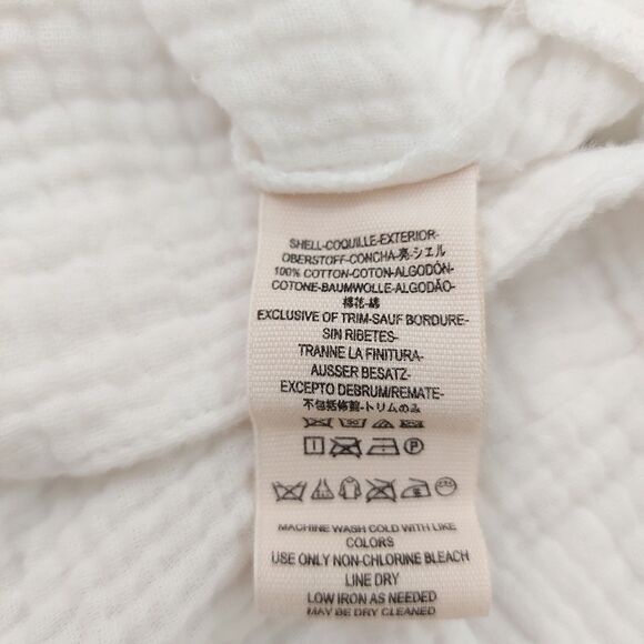 Free People Sun Streaks Top Womens Small White Boxy Gauzy Tie Front Button Up - Picture 12 of 12